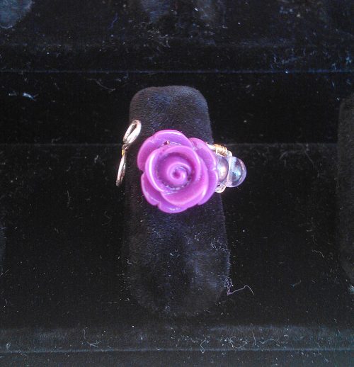 Anello perle con rosa