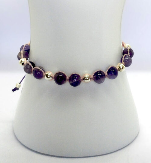 braccialetto shamballa con ametista in perle