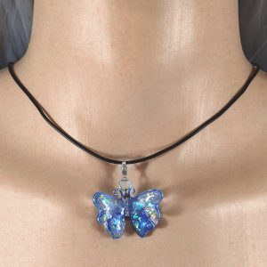 Collana farfalla azzurra 3d