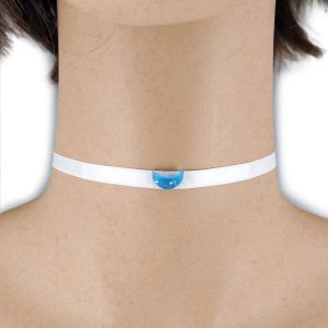 Collarino in raso bianco con luna glitter