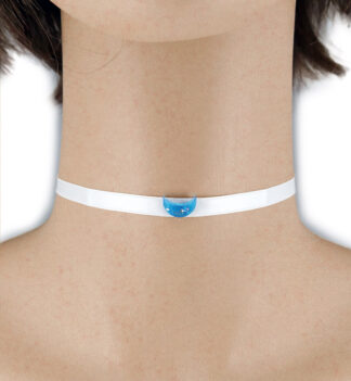 Collarino in raso bianco con luna glitter