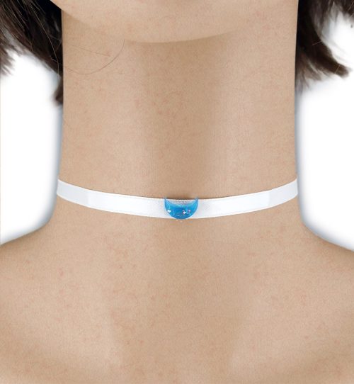 Collarino in raso bianco con luna glitter