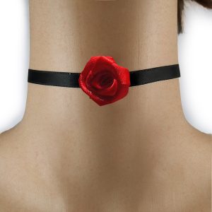 Collarino nero con rosa