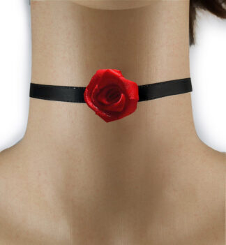 Collarino nero con rosa