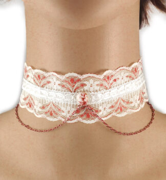 Collarino bianco con pietra e catenina