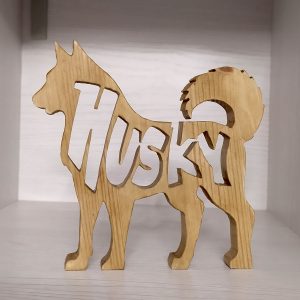 Sagoma cane Husky con scritta - personalizzabile