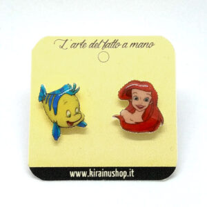 Orecchini Sirenetta - Ariel e il pesce Flounder