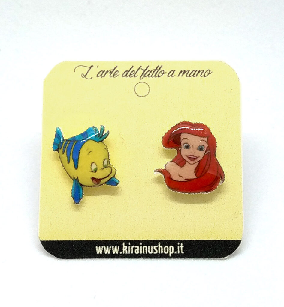 Orecchini Sirenetta - Ariel e il pesce Flounder