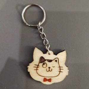 Portachiavi sagoma gatto con ciuffetti