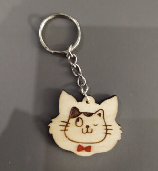 Portachiavi sagoma gatto con ciuffetti