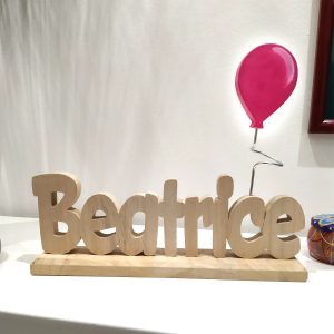 scritte in legno nome e palloncino