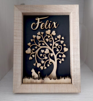 Cornice con Albero della vita con gatto - Personalizzabile