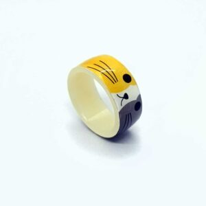 Anello con gatto calico stilizzato