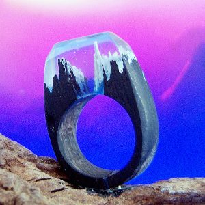 Anello di legno "Montagne innevate"