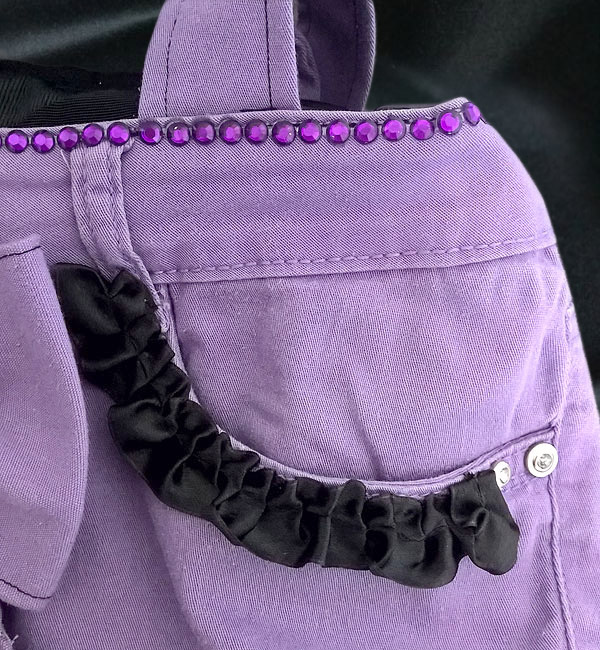 borsa di jeans viola nastro nero