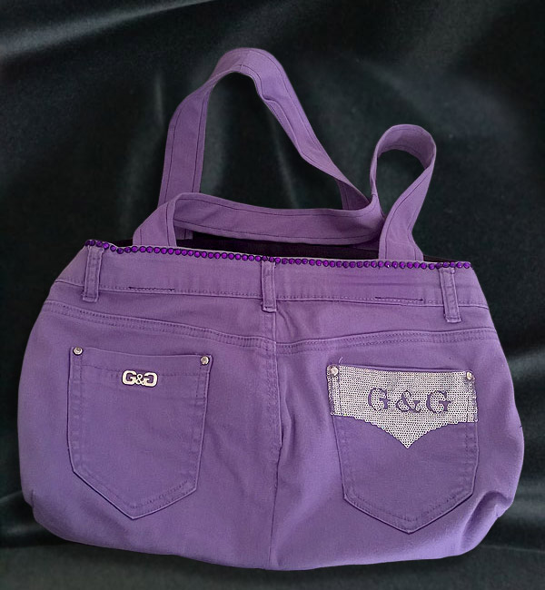 borsa di jeans viola retro