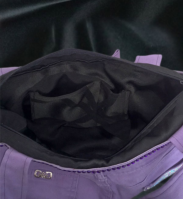 borsa di jeans viola tasca interna