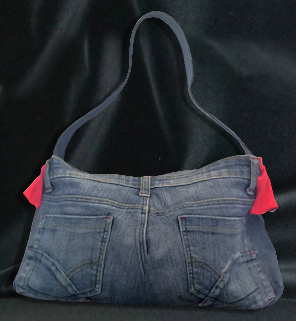 Borsa jeans con volant retro
