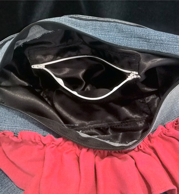 Borsa jeans con volant tasca