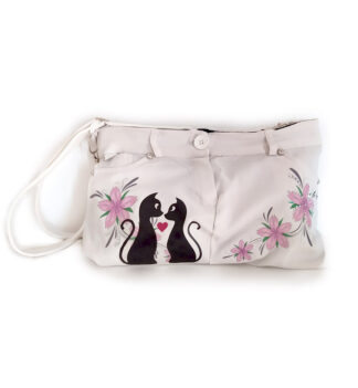 Borsa a tracolla con gattini e fiori