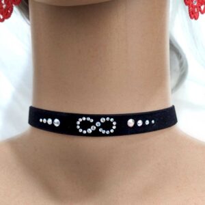 choker velluto nero con strass