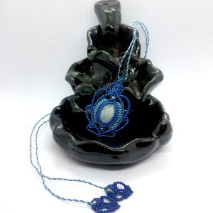 Collana macramè "Lunaris" in Labradorite Bianca
