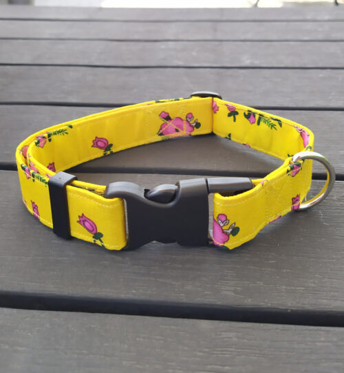 collare per cane giallo a fiori