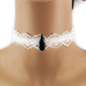 Collarino Donna in pizzo bianco