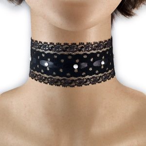 collare da donna nero con strass
