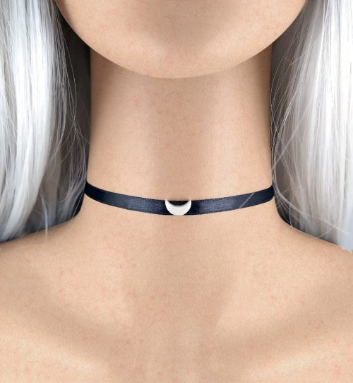 Collarino in raso nero con luna