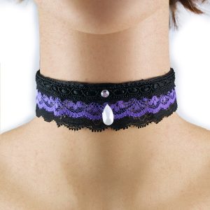 Collarino con goccia e strass