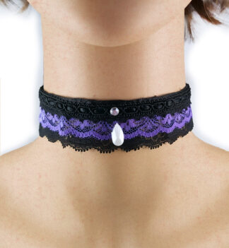Collarino con goccia e strass