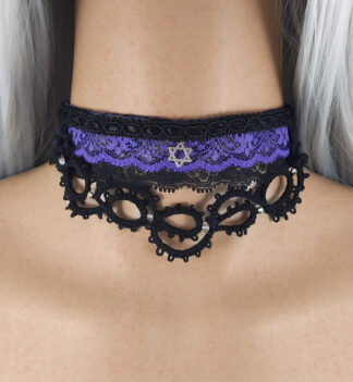 Collarino nero e viola con stella e chiacchierino