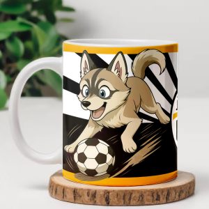 Tazza Juventus con cane calciatore in stile anime
