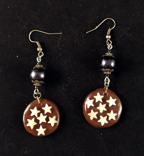 Orecchini pan di stelle con perle nere