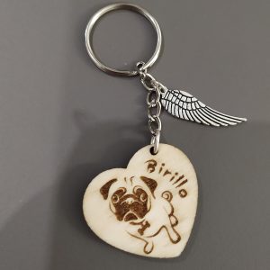 Portachiavi in legno con cane - incisione personalizzabile