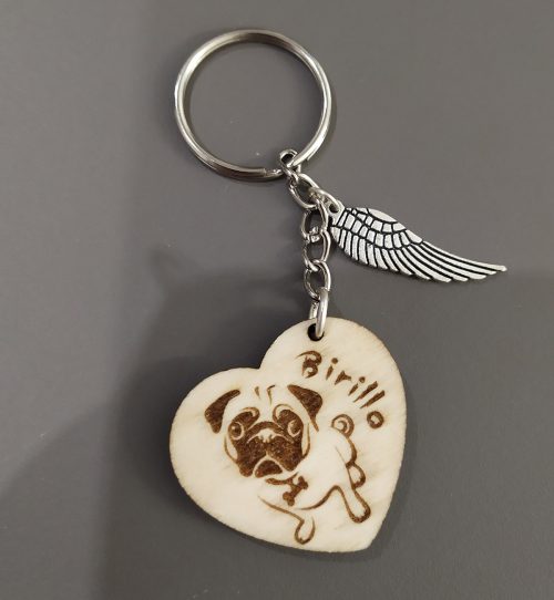 Portachiavi in legno con cane - incisione personalizzabile