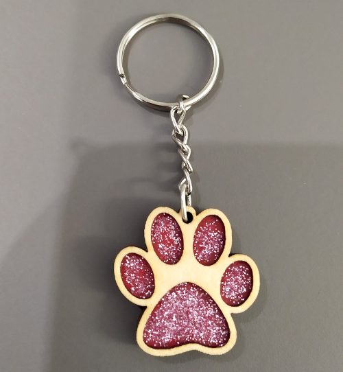 Portachiavi impronta di gatto glitter