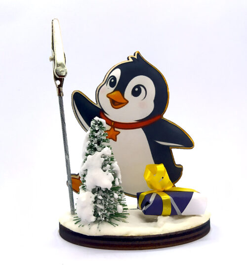 segna posto natalizio pinguino