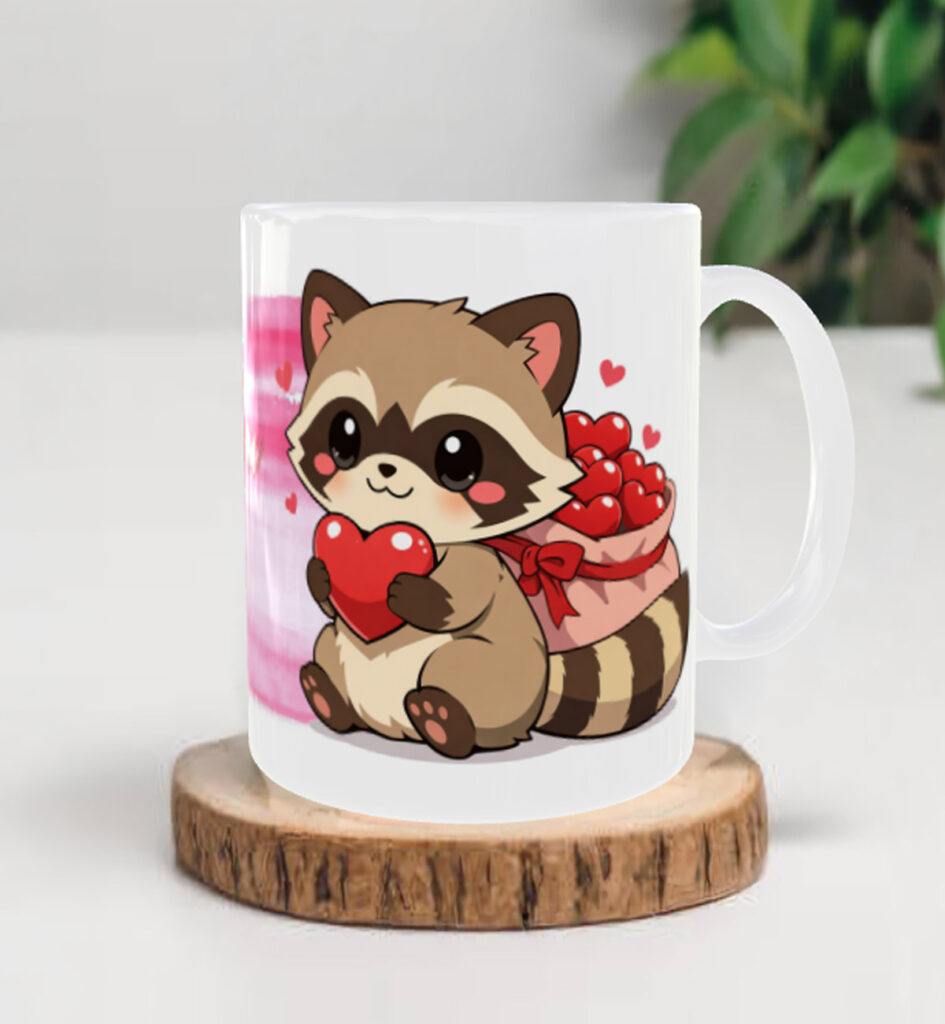 tazza per san valentino procione kawaii