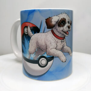 Tazza personalizzata cane con nome e sfera pokemon
