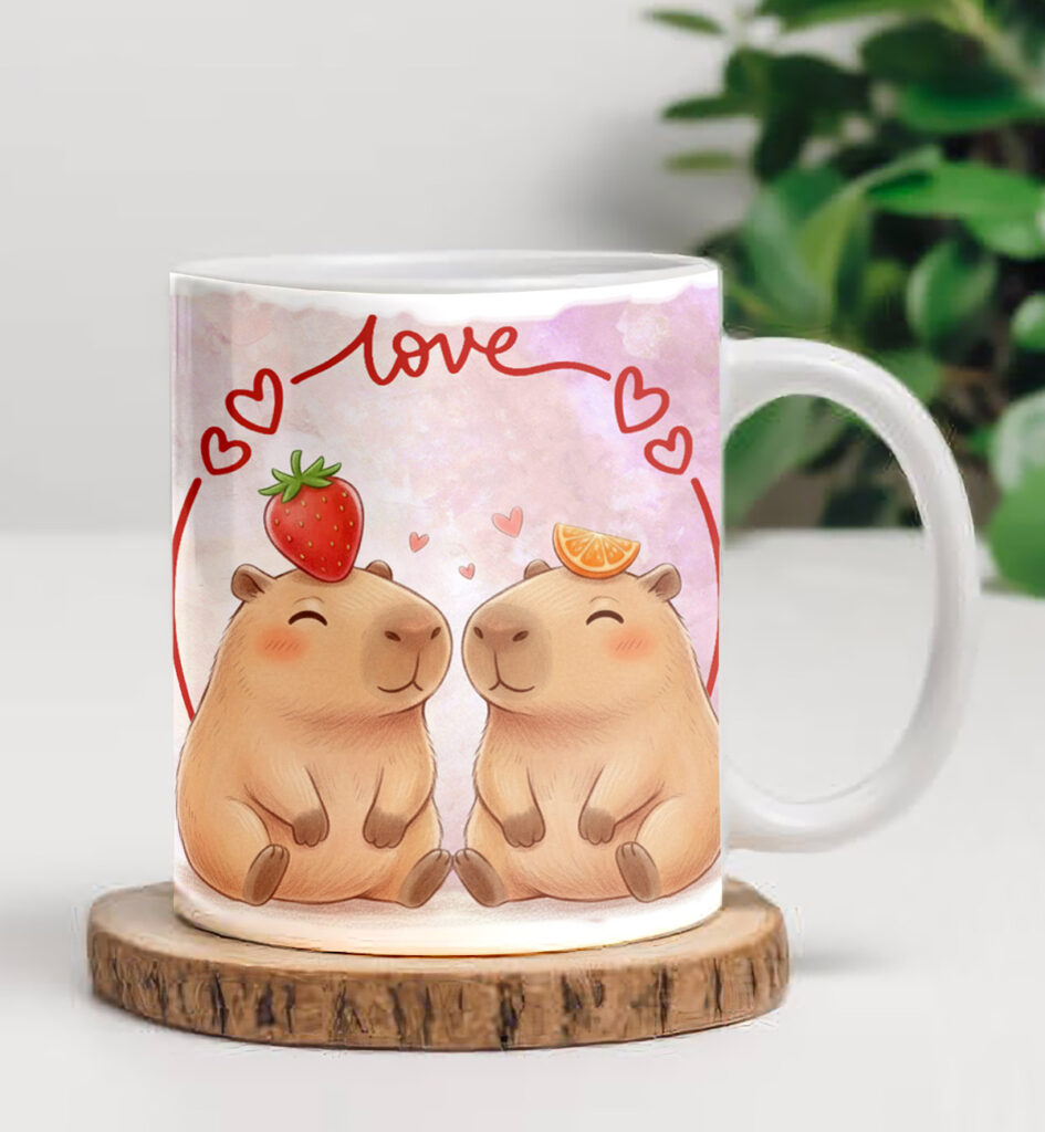 tazza san valentino capibara innamorati